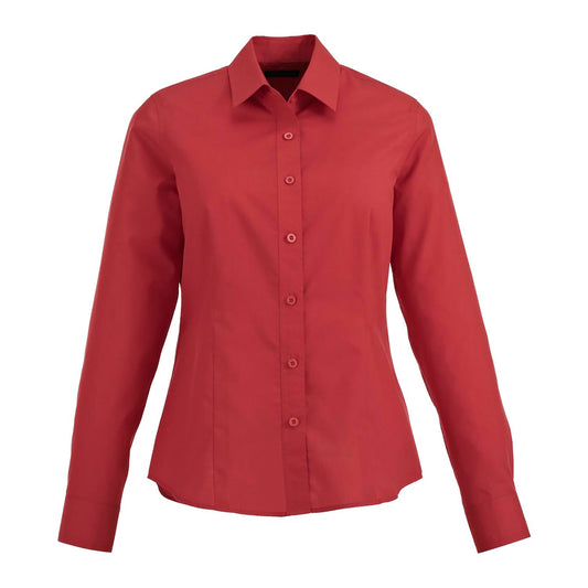 Women's Easy Care Long Sleeve Red Button Down Blouse