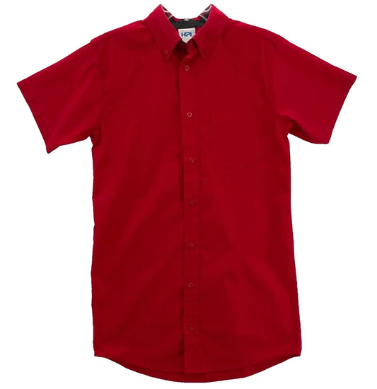 Men's Easy Care Short Sleeve Red Button Down Shirt